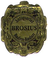 Brosius, Antiquariat, Baden-Baden, Germany (26mm x 31mm)