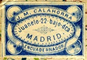 J.M. Calahorra, Encuadernador, Madrid (29mm x 20mm)