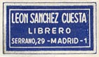 Leon Sanchez Cuesta, Librero (Bookseller), Madrid, Spain (23mm x 12mm, ca.1966)