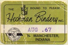 Heckman Bindery, N. Manchester, Indiana (36mm x 24mm, ca.1967).