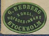 G.Hedberg, Kongl. Hofbokbindare, Stockholm, Sweden (15mm x 11mm, ca.1894)
