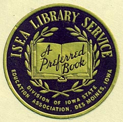 ISEA [Iowa State Education Association] Library Service, Des Moines, Iowa (38mm dia.)