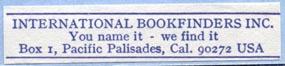 International Bookfinders, Pacific Palisades, California (47mm x 10mm, ca.1970s?)