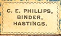C.E. Phillips, Binder, Hastings, New York (20mm x 12mm, ca.1895). Courtesy of R. Behra.