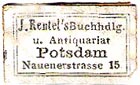 J. Rentel, Buchhandlung u. Antiquariat, Potsdam, Germany (22mm x 13mm)