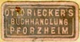 Otto Riecker, Buchhandlung, Pforzheim, Germany (19mm x 10mm)