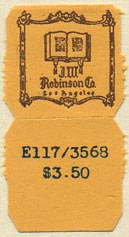 J.W. Robinson Co., Los Angeles, California (19mm x 19mm, without tear-off)