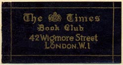 The Times Book Club, London, England (40mm x 21mm, after 1930).