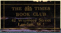 The Times Book Club, London, England (41mm x 21mm, after 1933). Courtesy of Robert Behra.