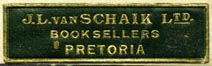 J.L. van Schaik, Booksellers, Pretoria, South Africa (35mm x 10mm)