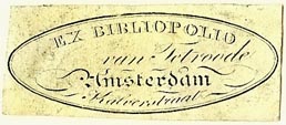 Van Tetroode, *Ex Bibliopolio*, Amsterdam, Netherlands (42mm x 17mm)