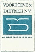 Voorhoeve & Dietrich, Boekverkopers, Hilversum, Netherlands (19mm x 25mm, with tab). Courtesy of S. Loreck.