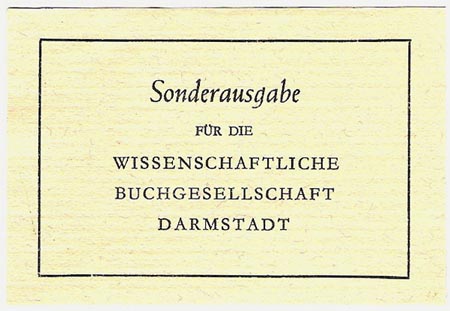 Wissenschaftliche Buchgesellschaft (WBG), Darmstadt, Germany (approx 74mm x 30mm, ca.1960)