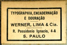 Werner, Lima & Cia., Typographia, Encadernacao e Douracao, S.Paulo, Brazil (37mm x 25mm)