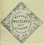 Westleys & Co. [binders], London, England (23mm x 23mm, ca.1865).