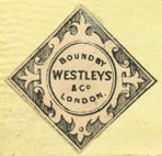 Westleys & Co. [binders], London, England (24mm x 23mm, after 1860). Courtesy of Robert Behra.