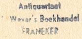 Wever's Boekhandel, Antiquariaat, Franeker, Netherlands (22mm x 10mm, after 1926)