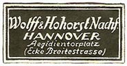 Wolff & Hohorst Nachf., Hannover, Germany (approx 30mm x 15mm, ca.1950)