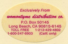 Womontyme Distribution Co., Long Beach, California (44mm x 29mm). Courtesy of Donald Francis.