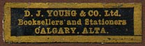 D.J. Young & Co., Booksellers and Stationers, Calgary, Alberta, Canada (33mm x 10mm). Courtesy of Donald Francis.